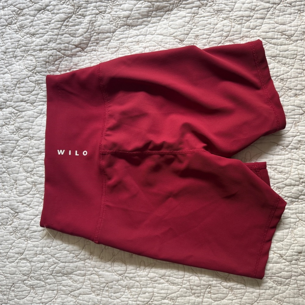 NWOT Wilo The Label Shorts Burgundy Red Ribbed Biker Shorts